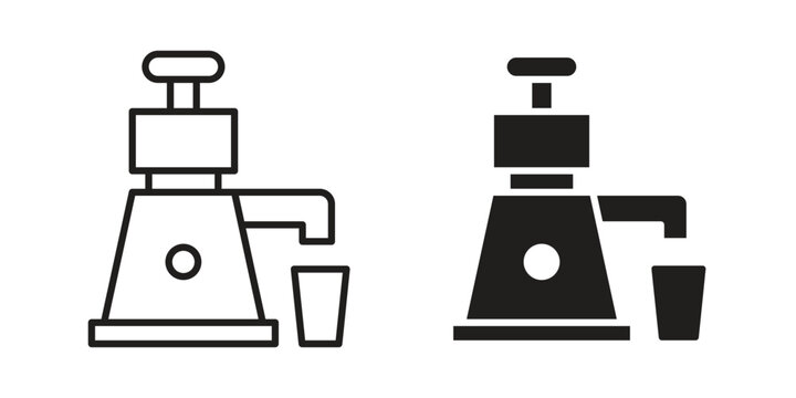 Cold pressed juicer icon pack on white background. logotype graphic design