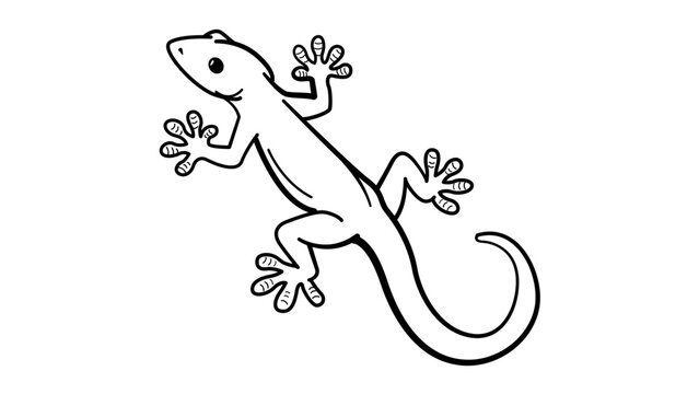 Minimalist black line vector icon of a gecko lizard on a white background. Hand-drawn outline illustration of a reptile, perfect for nature, wildlife, and animal-themed graphic design projects.