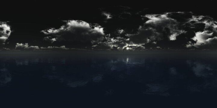 Lunar seascape, HDRI, environment map , Round panorama, spherical panorama, equidistant projection, panorama 360, 3d rendering