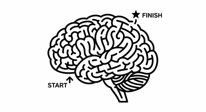 Brain with maze inside cerebral cortex.