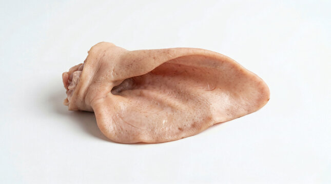 A pig's ear on a white background