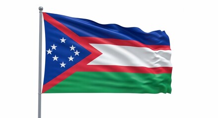 Obraz premium Symbolizing unity and pride, this vibrant flag features a blue canton with seven white stars, complemented by flowing red, white, and green horizontal stripes