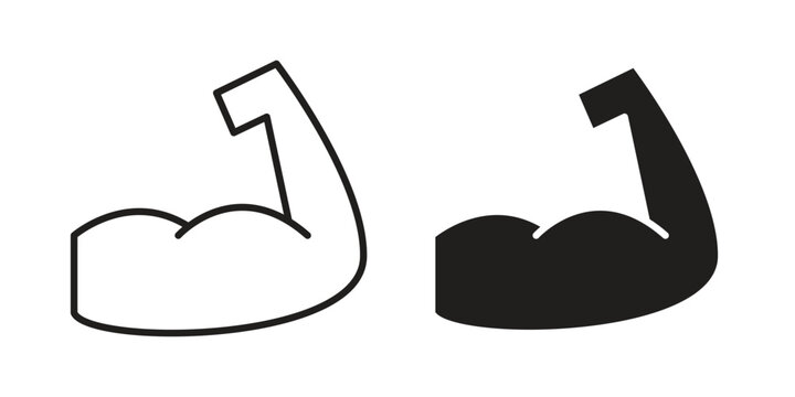 Strong arm icon pack on white background. logotype graphic design
