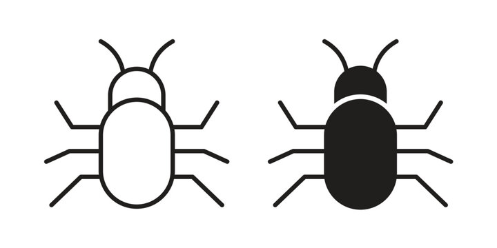 Bugs icon set. line art vector icon for apps and websites