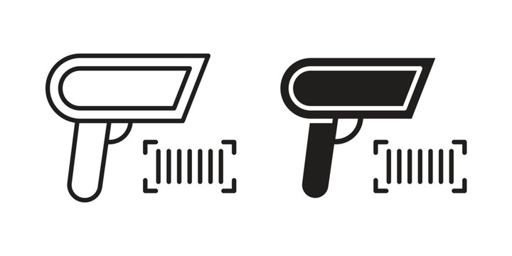 Scanner gun icon set. line art vector icon for apps and websites