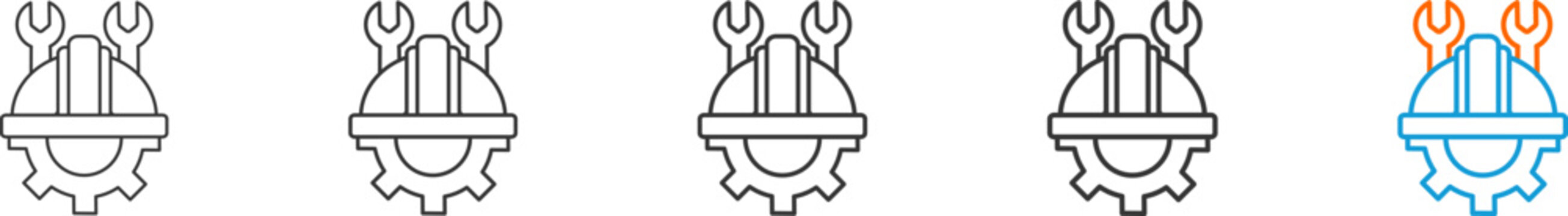 engineer icon set multiple style collection	
