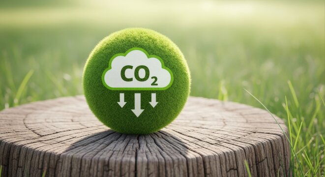 Green Earth Ball Symbolizing Carbon Capture and Environmental Sustainability Outdoors