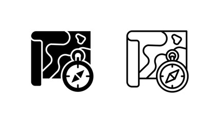 Map compass icon. outline glyph flat filled line style © andinur