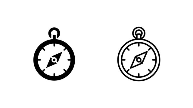 Pocket compass icon. outline glyph flat filled line style