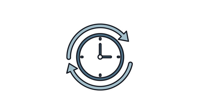 Clock with circular arrows rotating.
