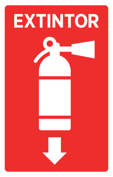 Fire extinguisher vector icon illustrating firefighter safety in spanish means "extintor"