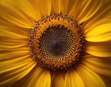 A close-up photograph showcases the intricate details and vibrant yellow petals of a sunflower, highlighting its central seed head.