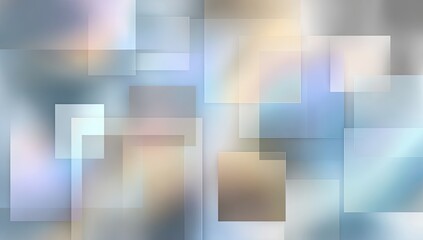 Fototapeta premium An abstract composition featuring overlapping rectangular shapes in a muted color palette of blues, tans, and whites creates a visually intriguing and layered effect.