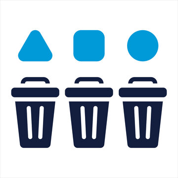Waste Sorting Single Icon Glyph Blue