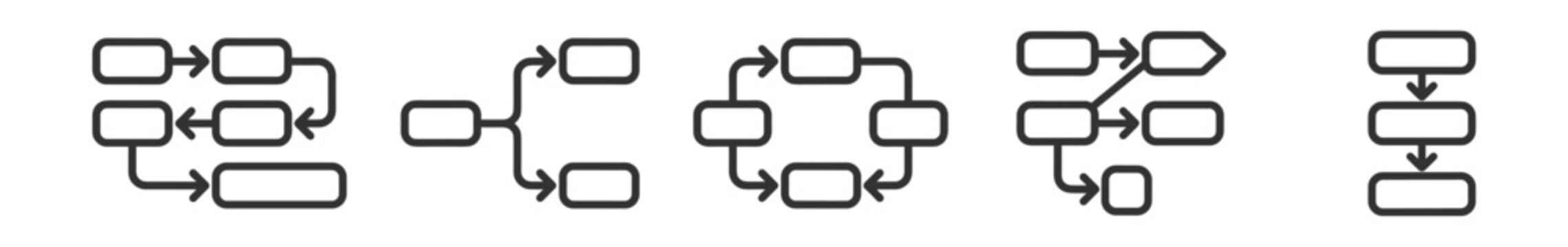 workflow diagram icons set line style vector illustration on transparent background
