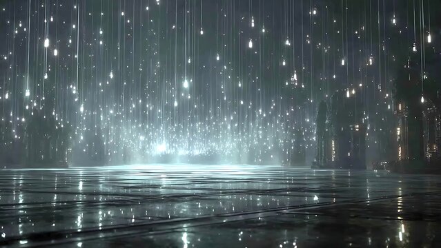 Ephemeral Light Dance: An immersive environment of radiant, floating light and glimmering reflections. Capture the dreamlike quality of water as it illuminates a mesmerizing spectacle.