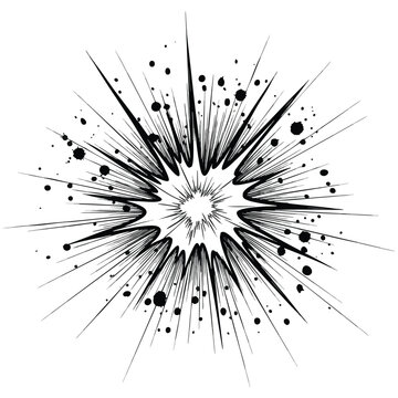 Dynamic Black and White Explosion Illustration for Creative Projects