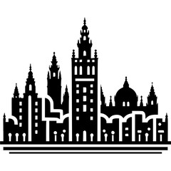 Naklejka premium Seville Skyline Icon Vector