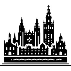 Naklejka premium Seville Skyline Icon Vector