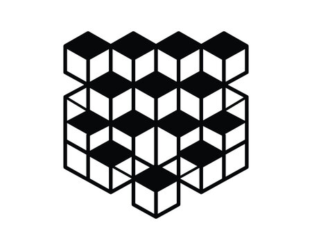 Isometric Cube Grid Pattern Optical Illusion Design