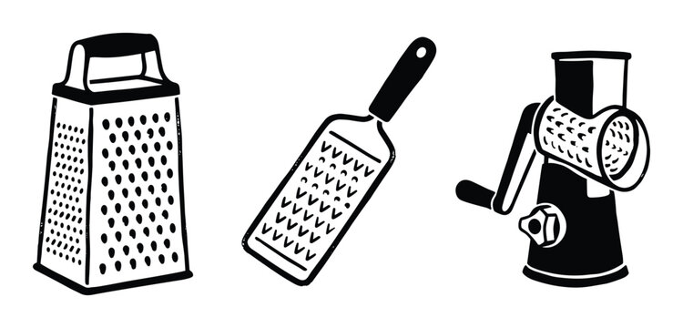 Linocut of Cheese Graters Kitchen Utensils Illustration