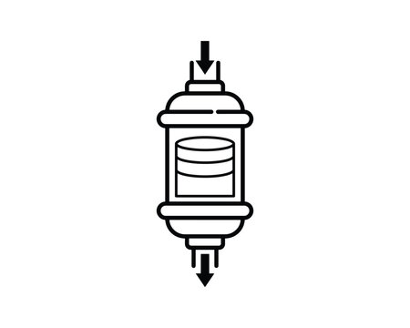 Minimalist water filter icon showing purification process