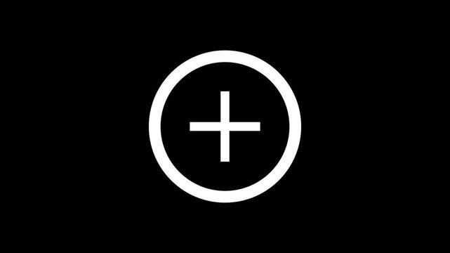 White plus icon inside a radiating circle frame, minimal design for addition, health, or menu UI.