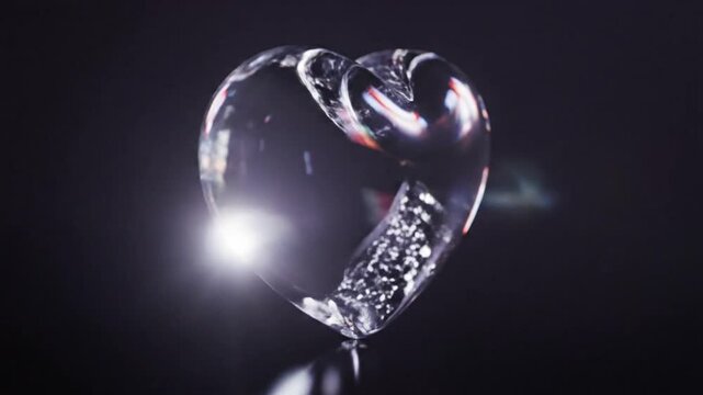 Capturing a Clear Glass Heart With Soft Lighting in Gentle Close Up