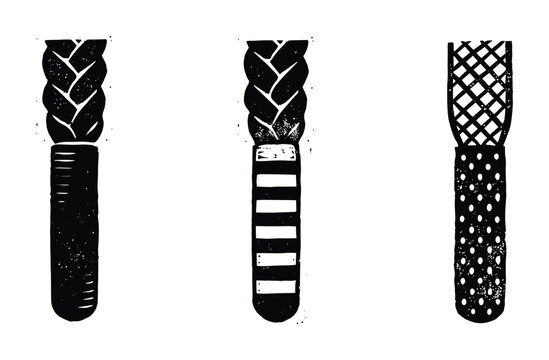Shoelace aglet design with different textured patterns set