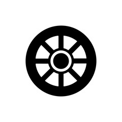 Obraz premium Minimalist Black Wheel Vector Icon