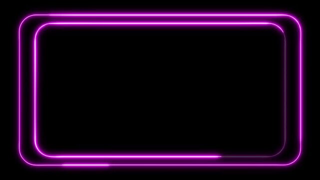 Glowing pink neon rectangle border with chasing light animation. Vibrant aesthetic frame for social media or digital signage.
