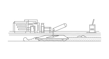 Naklejka premium Minimalist Line Art Illustration of Construction Plastering Trowel Applying Mortar on a Surface