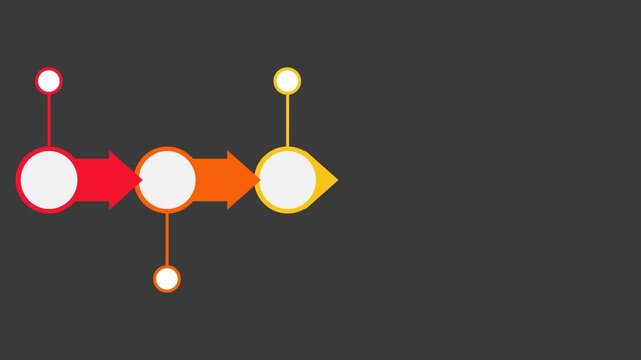 Simple Business Process Workflow Diagram with Arrows and Stages on Dark Background