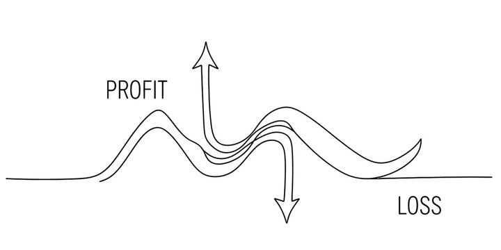 A conceptual line drawing illustrating the divergence between financial profit and financial loss