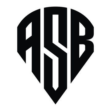 Modern ASB Monogram Logo Design, Shield Shape Lettering Vector Illustration.