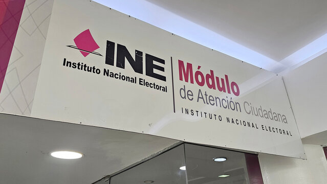 Mexico City, Mexico - Apr 8, 2026: Offices of the National Electoral Institute INE in CDMX to process the voter ID card, the most widely accepted official identification in the country