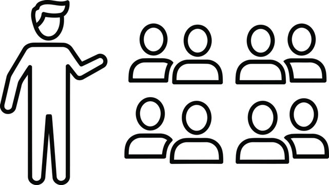 Icon of a presenter speaking to a group of people