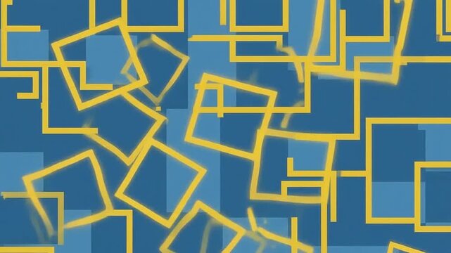 Abstract geometric shapes in a repeating pattern with a blue and gold color scheme