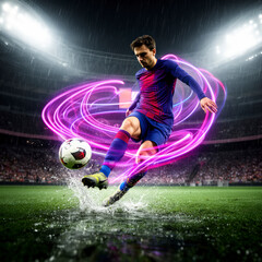 Naklejka premium balompié, balón, bailes, actores, deporte, patada, juego, atleta, gol, acción, certamen, gente, los pies, a patadas, equipo, vector, 3d, persona, chico, jugada, ilustración, silueta, deportista, espac