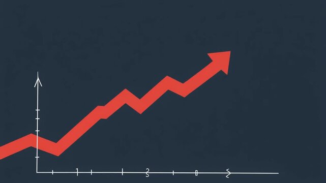 Dynamic red line graph illustrating a strong upward trend and significant progress in market growth, financial performance, or business development, symbolizing prosperity and a successful trajectory