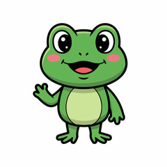 Fototapeta premium cartoon vector illustration of a frog with its tongue sticking out on a white background