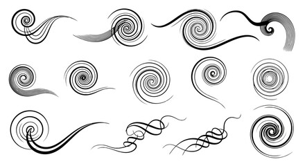 Fototapeta premium Collection of swirling line designs and patterns.