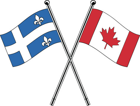 Quebec and Canada Crossed Flags