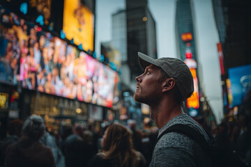 Fototapeta premium AI generated city travel night scenery