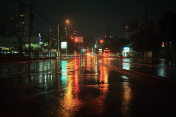 Fototapeta premium AI generated city travel night scenery