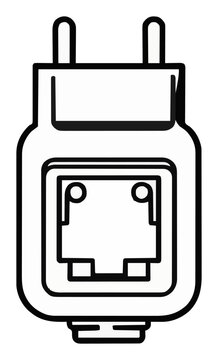 Minimalist powerline adapter line art icon. Generative AI