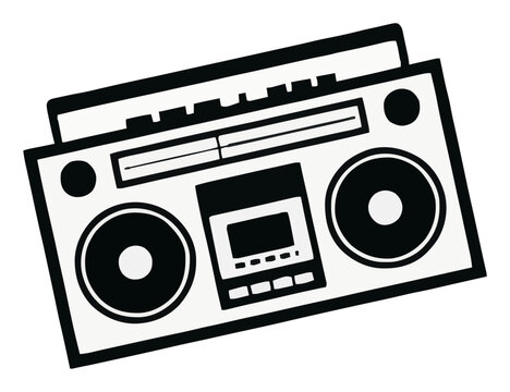 Minimalist retro boombox line art icon. Generative AI