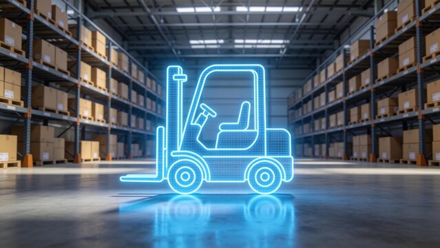 Warehouse forklift neon graphic