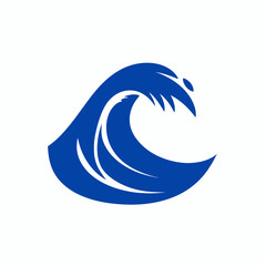 Fototapeta premium A stylized blue wave icon crests in a dynamic motion.