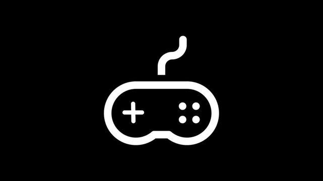 glowing video game controller icon with transparent animation background